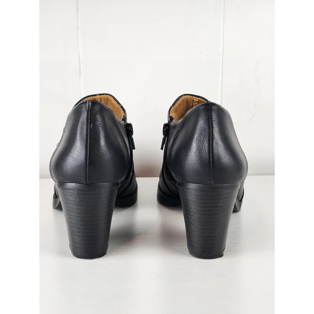 Natural Soul by Naturalizer Ankle boots Black Faux Booties Block Heel Size 10